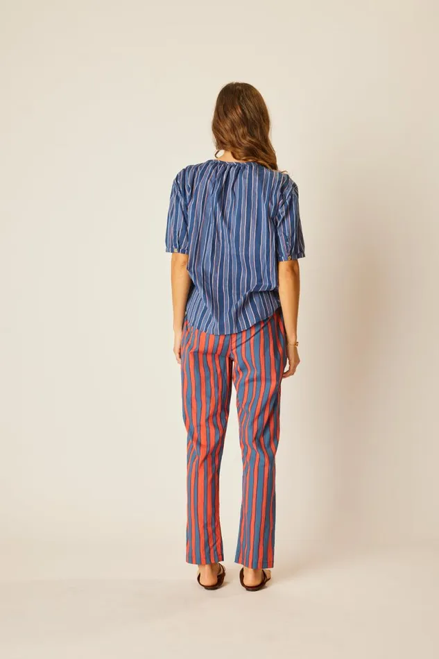 Bottoms Shop Natalie Martin BIANCA PANT Batik Stripe Blood Orange