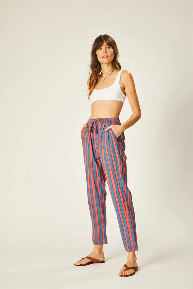 Bottoms Shop Natalie Martin BIANCA PANT Batik Stripe Blood Orange