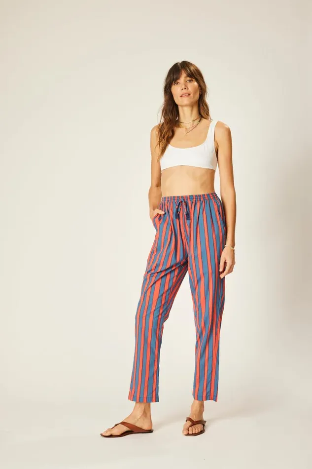 Bottoms Shop Natalie Martin BIANCA PANT Batik Stripe Blood Orange