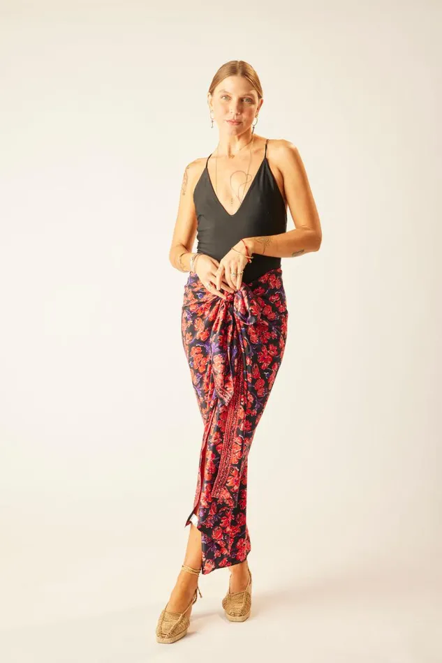 Bottoms Shop Natalie Martin SARONGSCARF Silk Watercolor Onyx