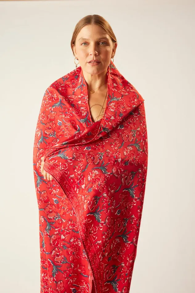 Bottoms Shop Natalie Martin SARONGSCARF Silk Watercolor Vermillion