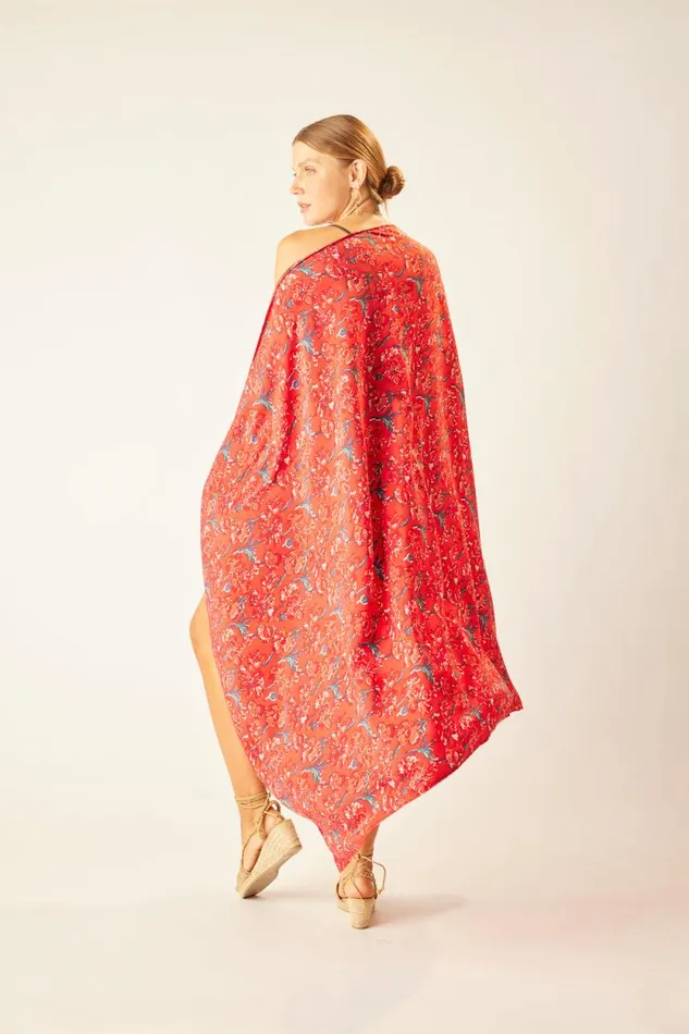 Bottoms Shop Natalie Martin SARONGSCARF Silk Watercolor Vermillion