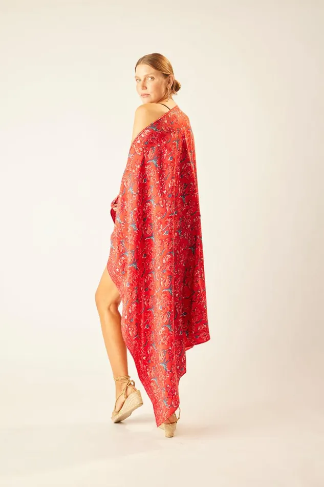 Bottoms Shop Natalie Martin SARONGSCARF Silk Watercolor Vermillion