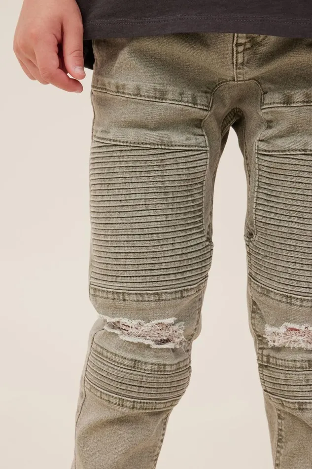 Boys 214 Pants and Jeans Cotton On Skinny Fit Moto Jean Lorne Green