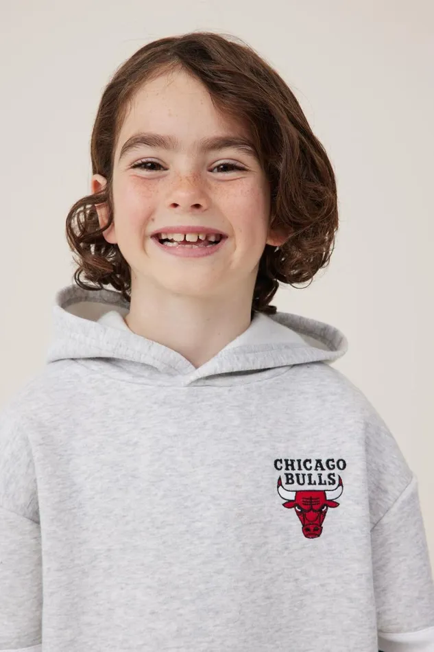 Boys 214 Sweatshirts and Sweatpants Cotton On License Emerson Hoodie Lcn Nba Fog Grey Marlebulls Colour Block