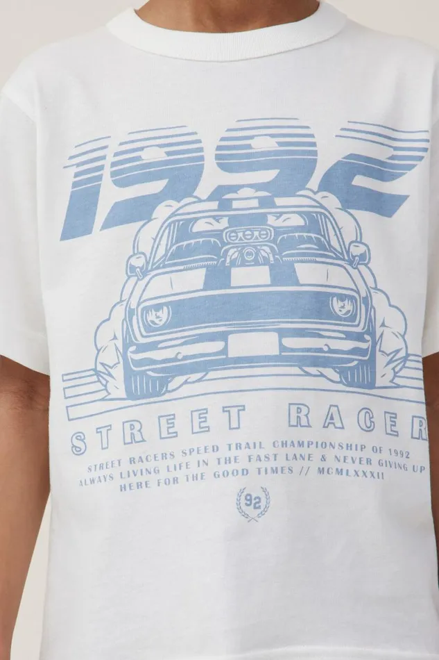 Boys 214 Tops and TShirts Cotton On Jonny Short Sleeve Print Tee Vanilla1992 Street Racer