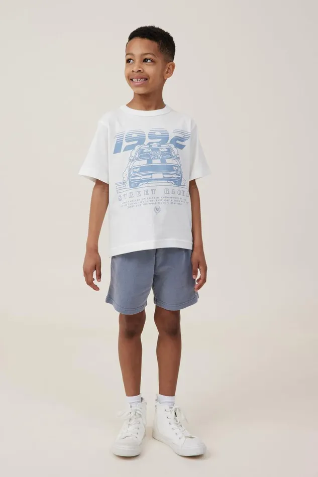Boys 214 Tops and TShirts Cotton On Jonny Short Sleeve Print Tee Vanilla1992 Street Racer