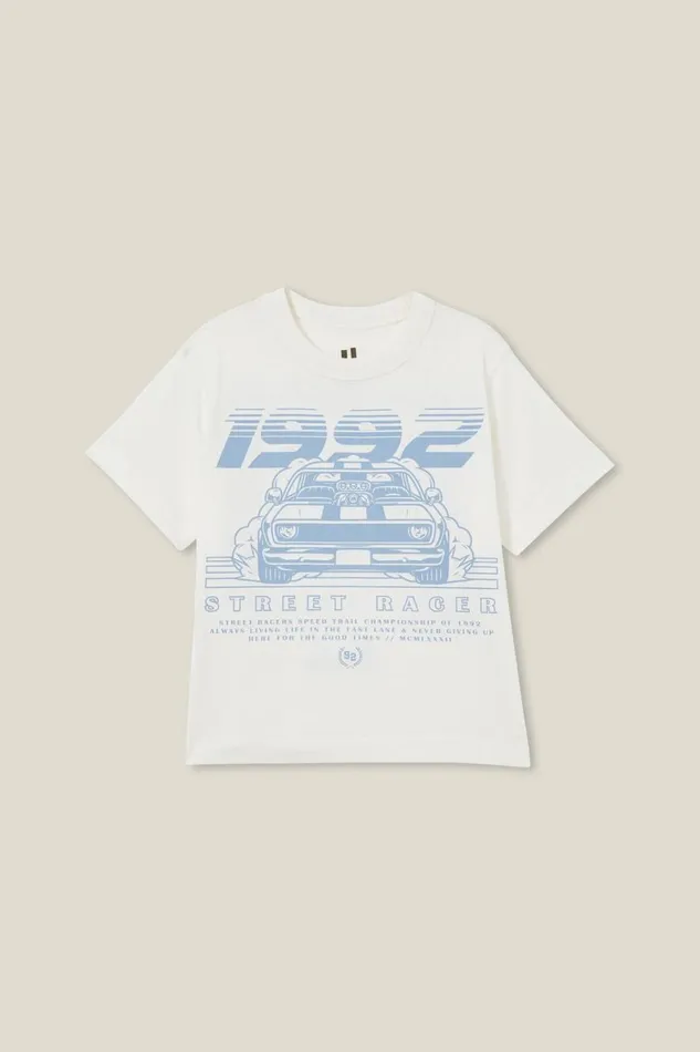 Boys 214 Tops and TShirts Cotton On Jonny Short Sleeve Print Tee Vanilla1992 Street Racer