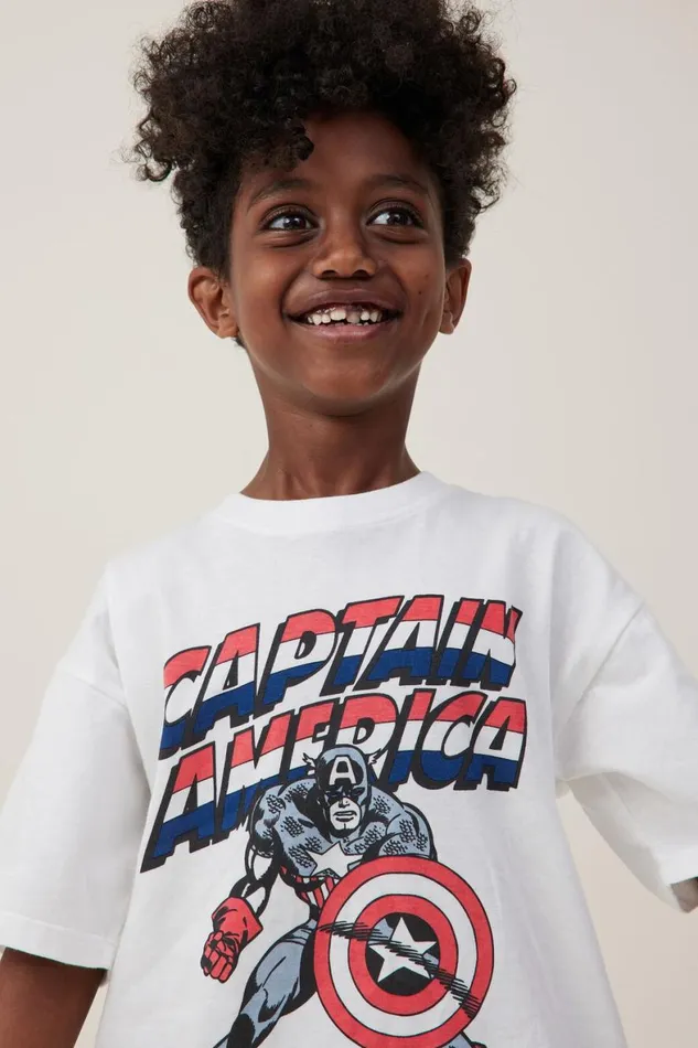 Boys 214 Tops and TShirts Cotton On License Drop Shoulder Short Sleeve Tee Lcn Mar Vanillacaptain Amercia Target