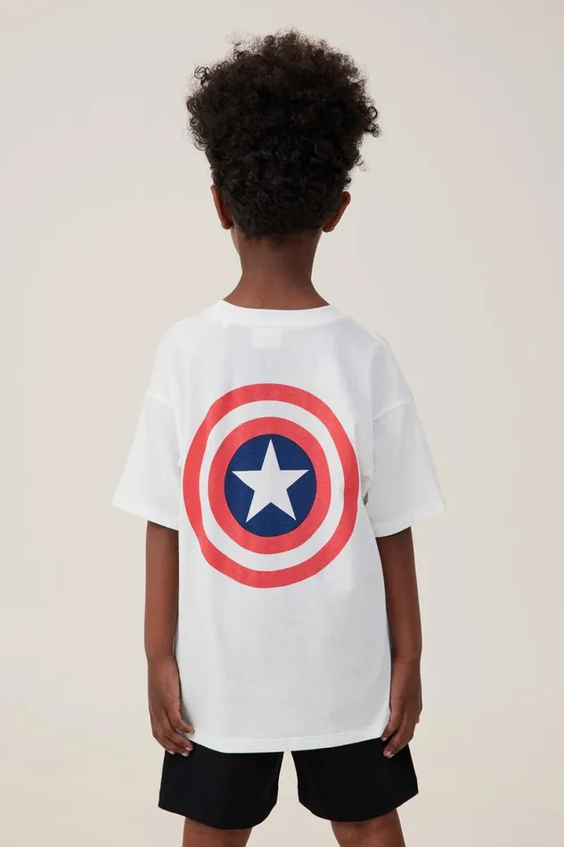 Boys 214 Tops and TShirts Cotton On License Drop Shoulder Short Sleeve Tee Lcn Mar Vanillacaptain Amercia Target