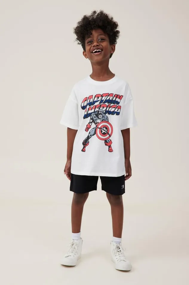 Boys 214 Tops and TShirts Cotton On License Drop Shoulder Short Sleeve Tee Lcn Mar Vanillacaptain Amercia Target