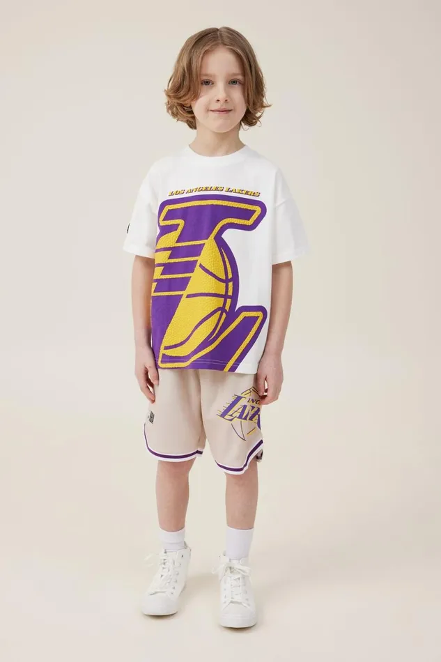 Boys 214 Tops and TShirts Cotton On License Drop Shoulder Short Sleeve Tee Lcn Nba Vanillala Lakers