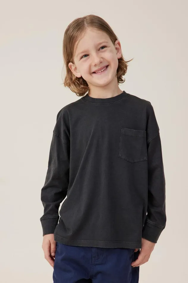 Boys 214 Tops and TShirts Cotton On The Essential Long Sleeve Tee Phantom Wash