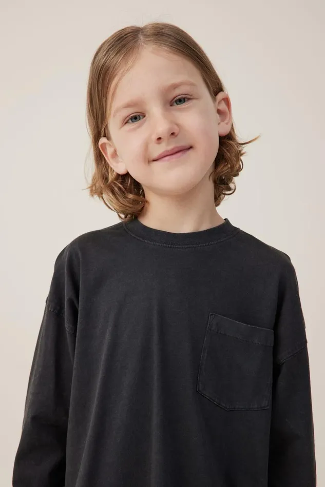 Boys 214 Tops and TShirts Cotton On The Essential Long Sleeve Tee Phantom Wash