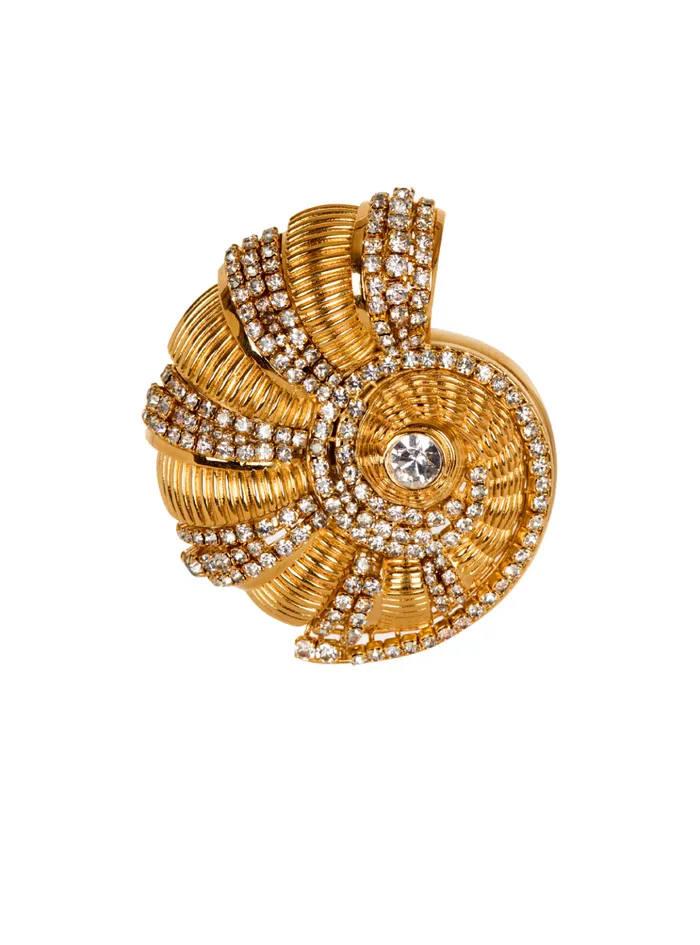 Brass And Rhinestone Snail Brooch Gold Women Balmain Fashion Jewelry