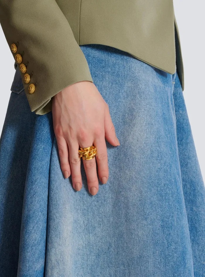 Brass Chain Ring Gold Women Balmain Fashion Jewelry