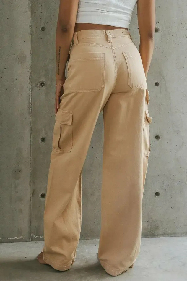 Brianna Cargo Jeans In Tan Tan Women Bohme Denim