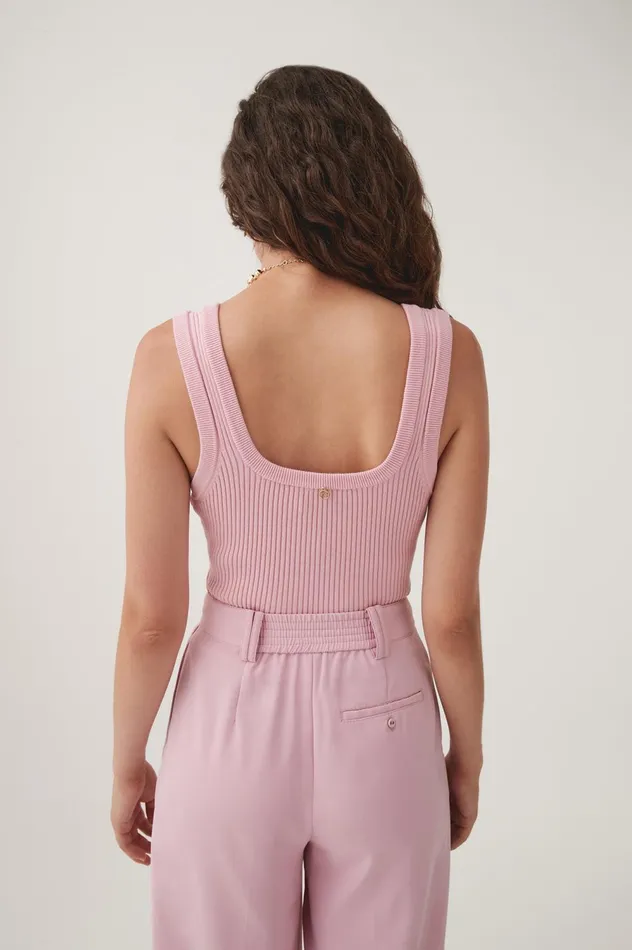 Bronte Scoop Neck Rib Tank Chalk Pink Women Aje Body 038 Crepe Knit