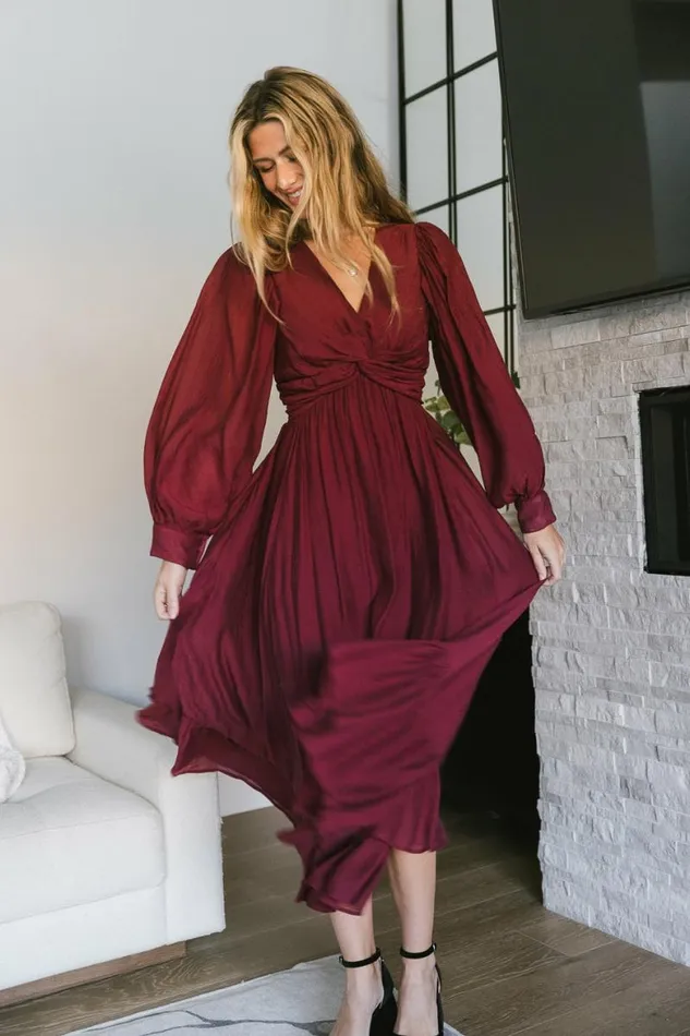 Brynlee Twist Front Dress Wine Women Bohme Dresses