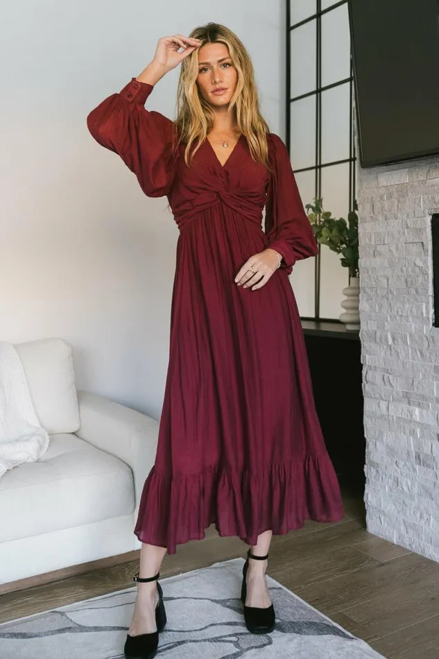 Brynlee Twist Front Dress Wine Women Bohme Dresses