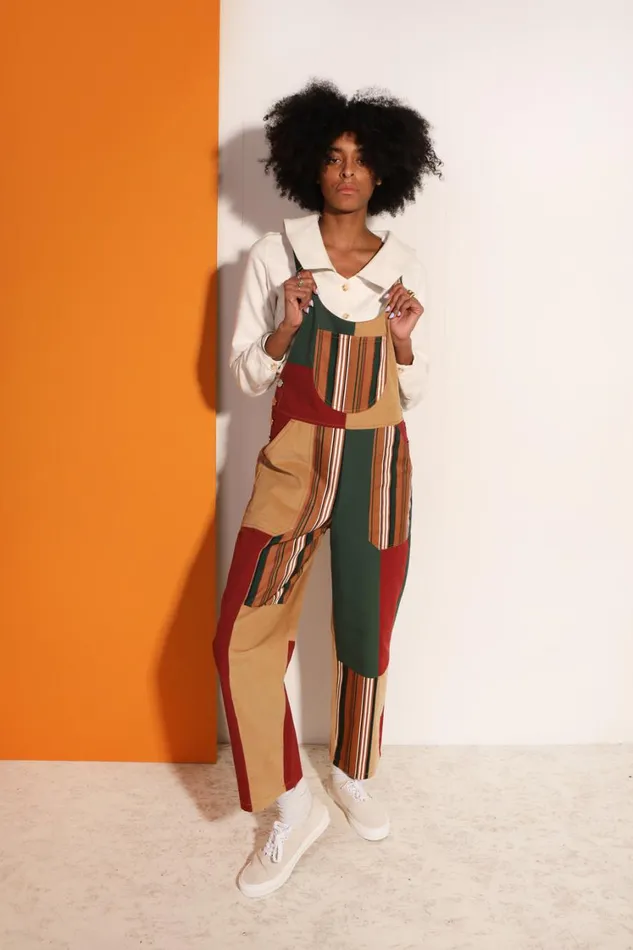 Bryson Dungaree Patchwork Stripe Womens LF Markey One Pieces