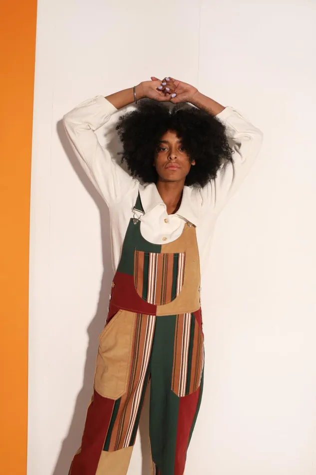 Bryson Dungaree Patchwork Stripe Womens LF Markey One Pieces