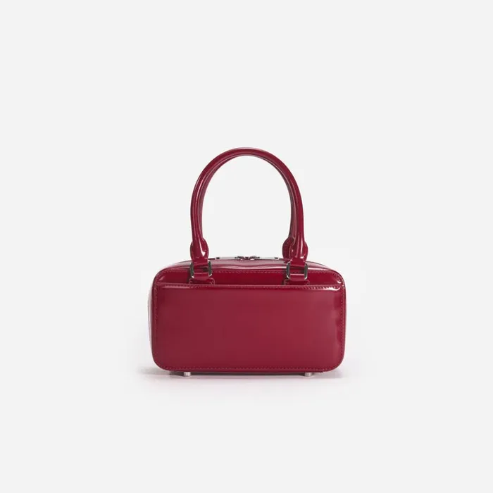 Burgundy Leather Mini Tote Bag Women Self Portrait Mini Burgundy Leather Mini Tote Bag Women Self Portrait Mini