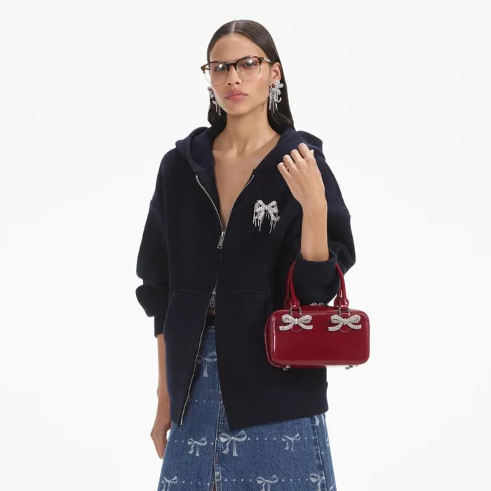 Burgundy Leather Mini Tote Bag Women Self Portrait Mini Burgundy Leather Mini Tote Bag Women Self Portrait Mini