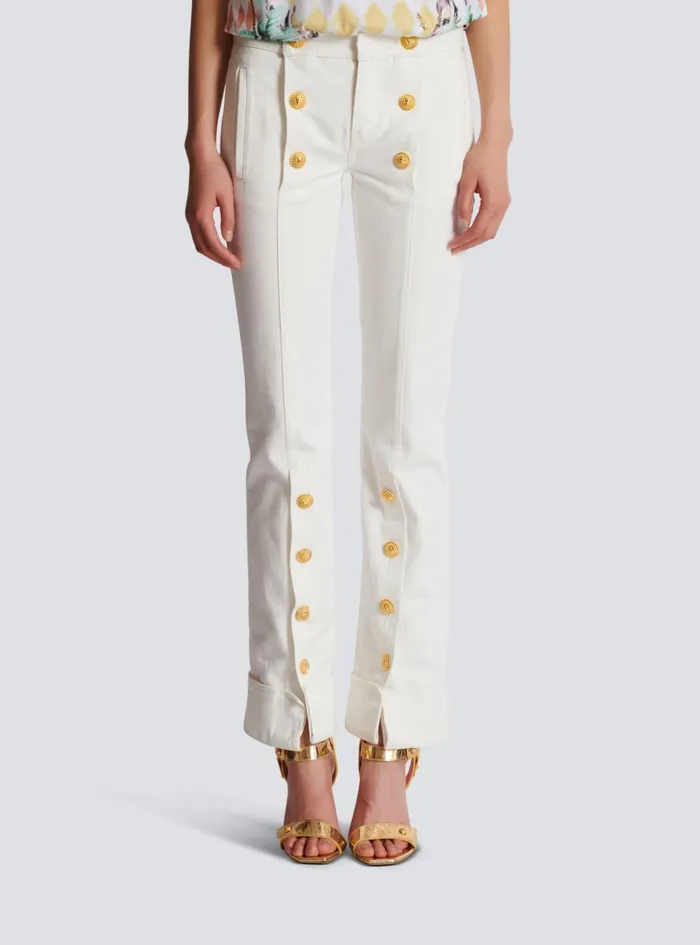 Buttoned Denim Jeans White Women Balmain Denim