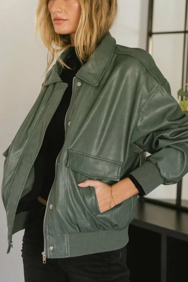 Call Me Back Vegan Jacket In Olive Olive Women Bohme Outerwear