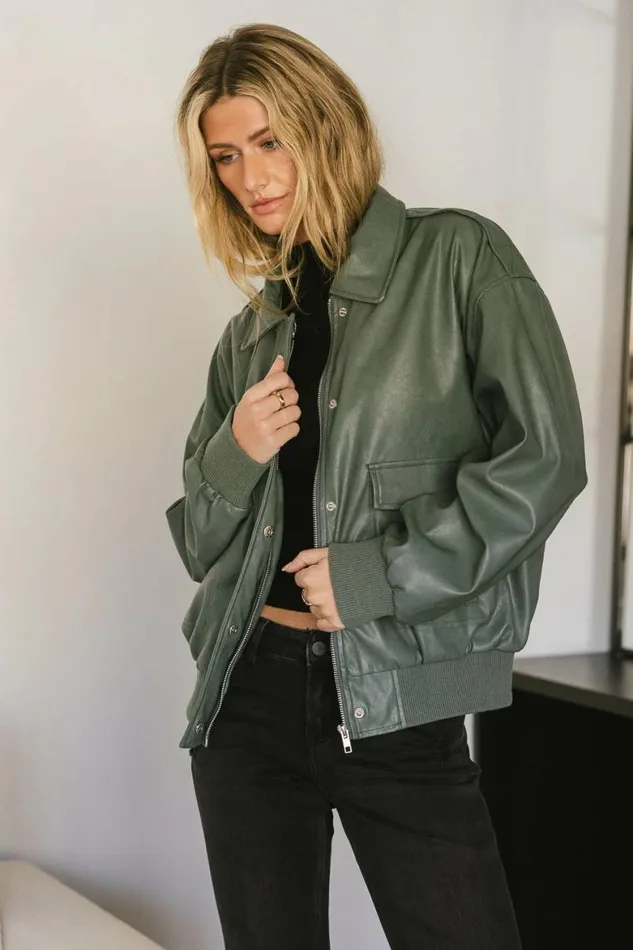 Call Me Back Vegan Jacket In Olive Olive Women Bohme Outerwear