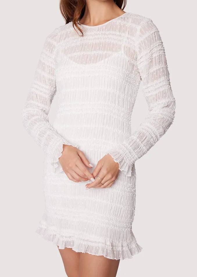 Calla Lily Long Sleeve Mini Dress Offwhite Women Lost Wander Dresses
