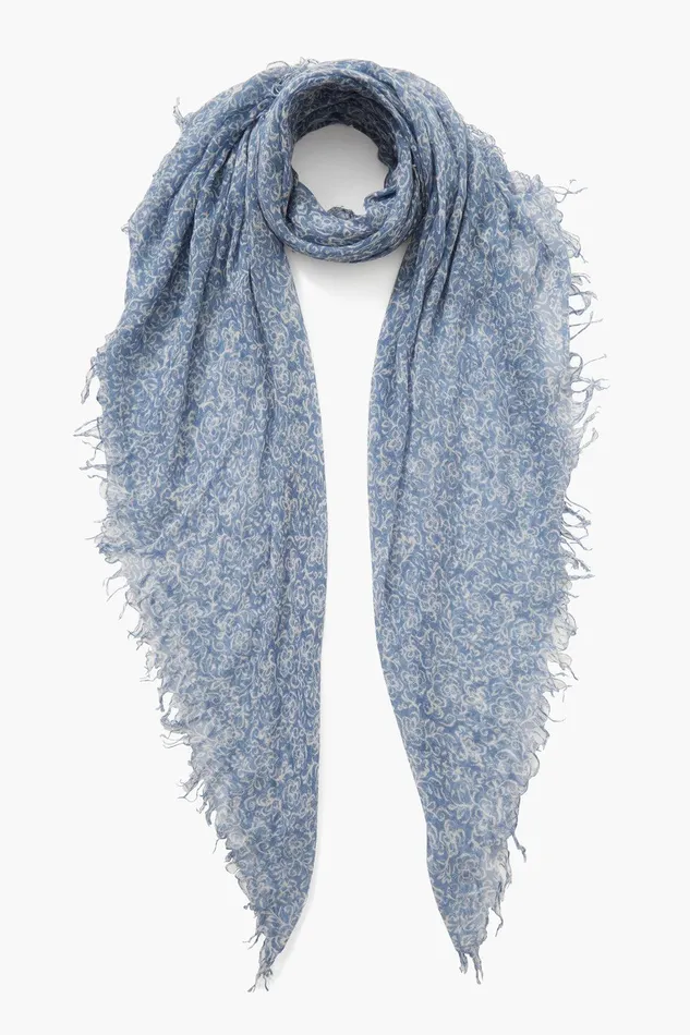 Cashmere And Silk Scarf Chambray Hibiscus Women Chan Luu Scarves