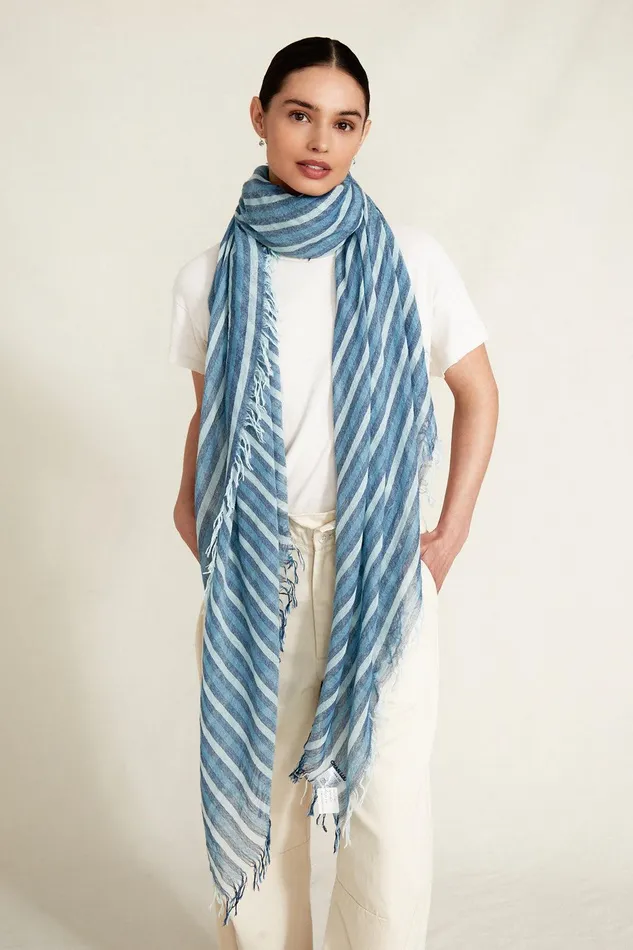 Cashmere And Silk Scarf Estate Blue Linea Women Chan Luu Scarves