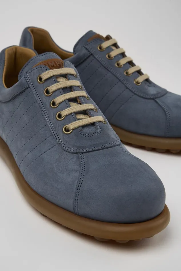 Casual Shoes Men Camper Pelotas Blue Nubuck Oxford Sneaker