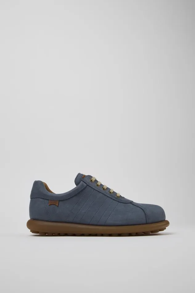 Casual Shoes Men Camper Pelotas Blue Nubuck Oxford Sneaker