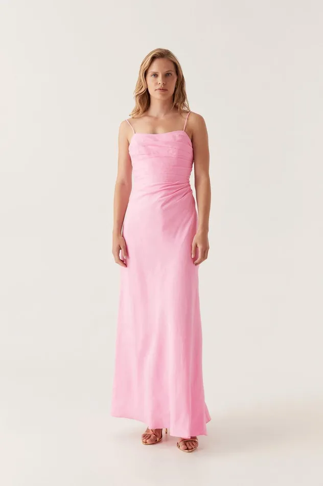 Clarice Draped Maxi Dress Bon Bon Pink Women Aje Maxi Dresses