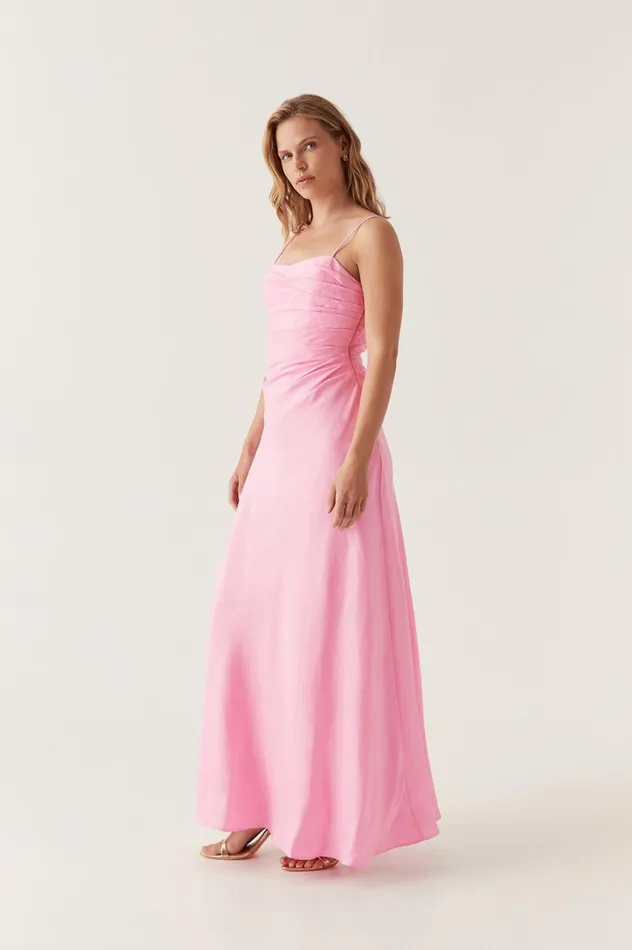Clarice Draped Maxi Dress Bon Bon Pink Women Aje Maxi Dresses