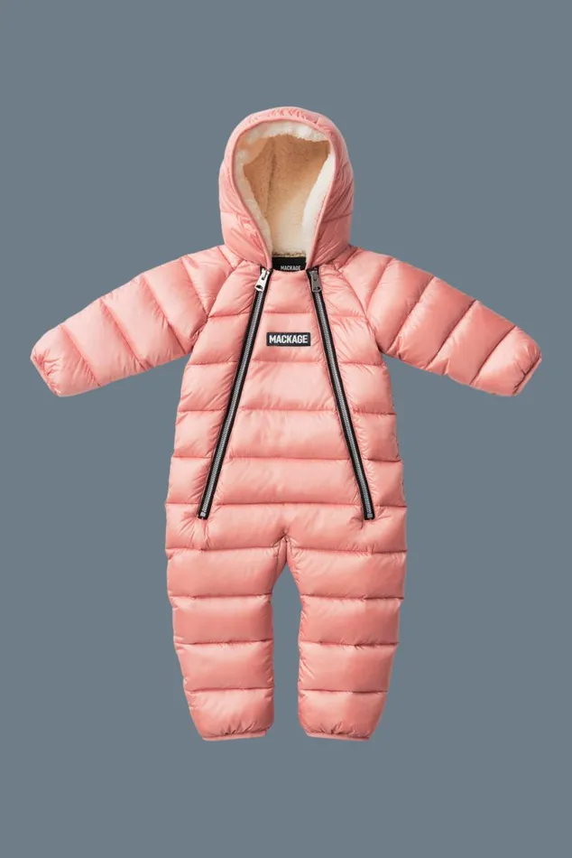 Coats and Jackets Kids Mackage BAMBI Recycled E3Lite Down Snowsuit For Babies 324 Months Rose