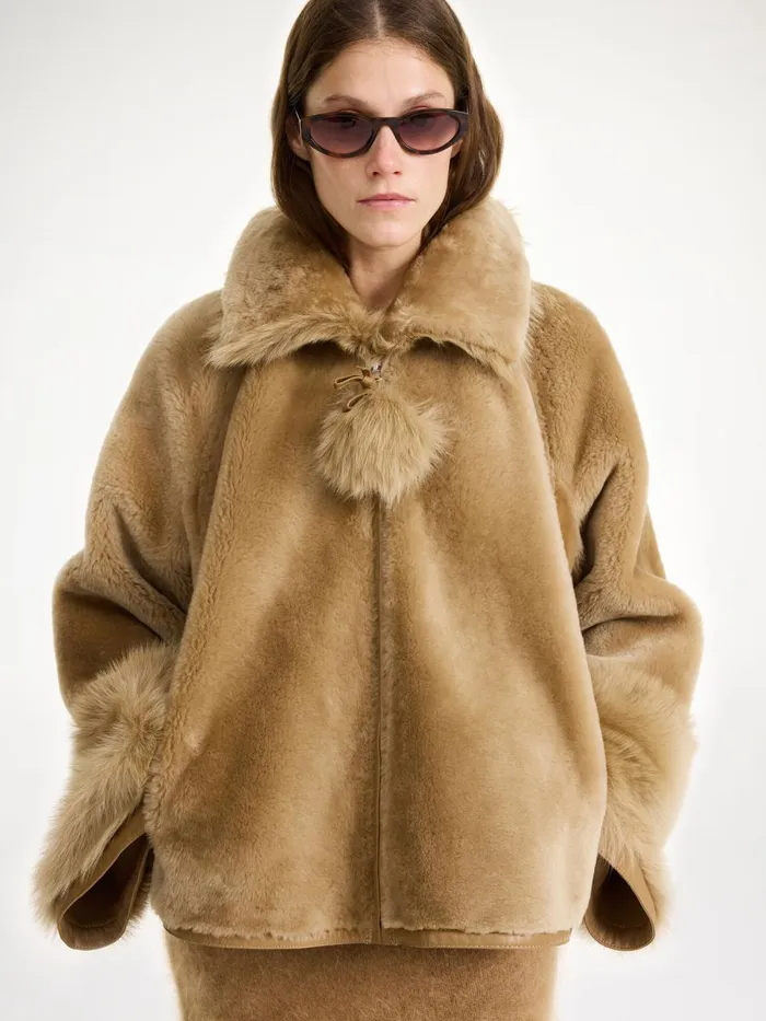 Coats and Jackets Women By Malene Birger Odellies Shearling Jacket Tannin