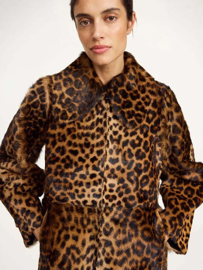Coats and Jackets Women By Malene Birger Rafaia Lamb Leather Coat Leopard