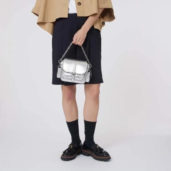 Coccinelle Campus Smooth Metal Mini Silver Women Coccinelle Mini Bags Coccinelle Campus Smooth Metal Mini Silver Women Coccinelle Mini Bags