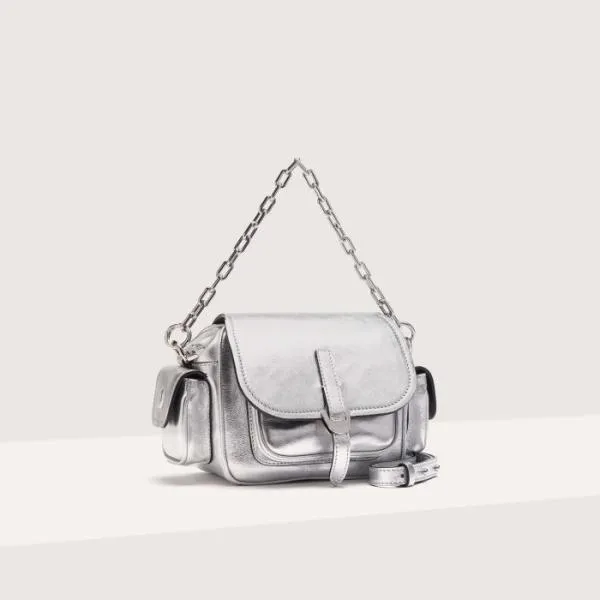 Coccinelle Campus Smooth Metal Mini Silver Women Coccinelle Mini Bags Coccinelle Campus Smooth Metal Mini Silver Women Coccinelle Mini Bags