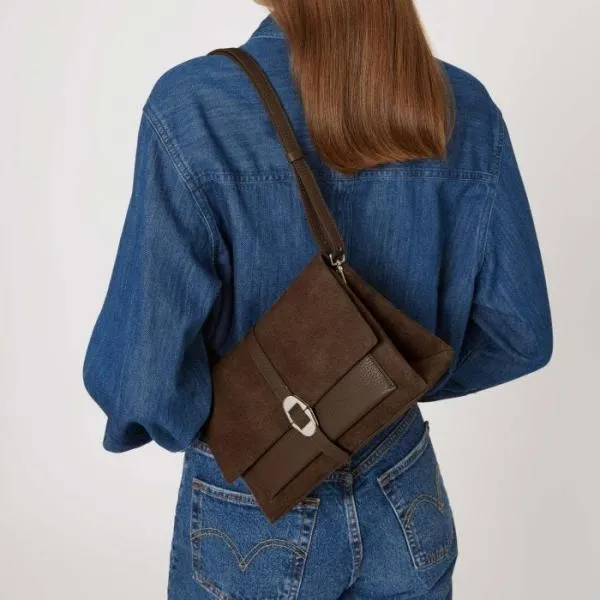 Coccinelle Dorian Suede Small Fondant Brown Women Coccinelle Shoulder Bags