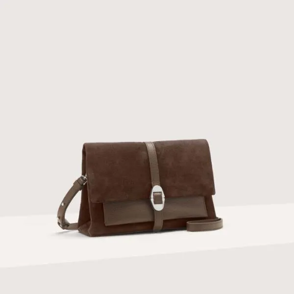 Coccinelle Dorian Suede Small Fondant Brown Women Coccinelle Shoulder Bags