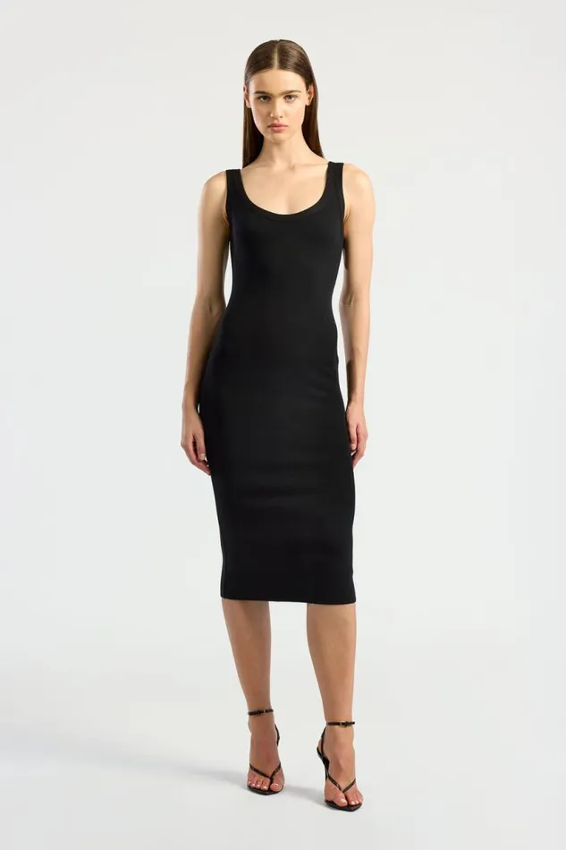 COTTON CITIZEN DRESSES Verona Midi Dress Jet Black 8211 Women