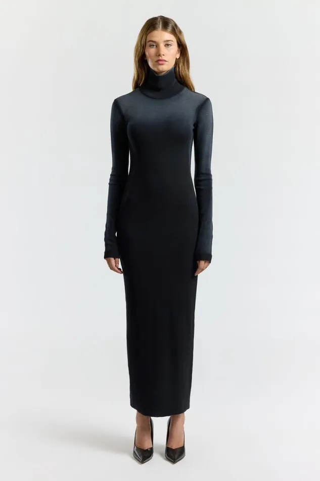 COTTON CITIZEN DRESSES Verona Turtleneck Maxi Dress Black Cast 8211 Women
