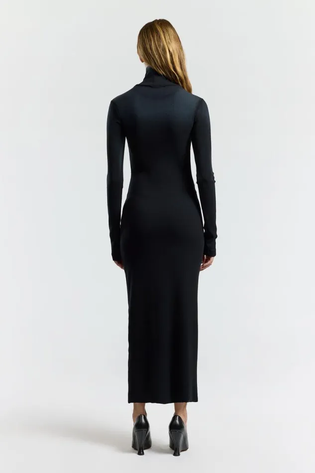COTTON CITIZEN DRESSES Verona Turtleneck Maxi Dress Black Cast 8211 Women