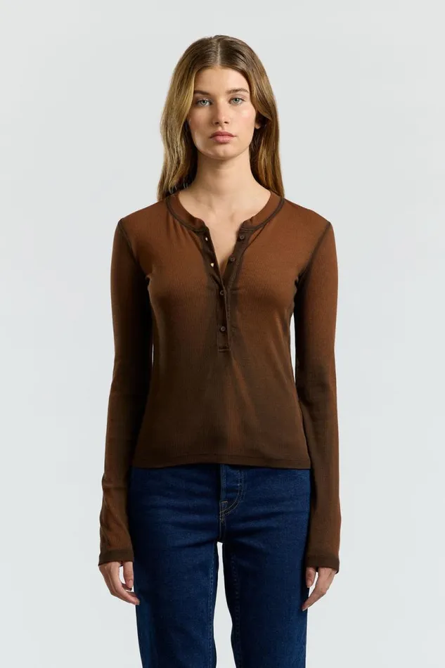 COTTON CITIZEN SHIRTS Verona Henley Chestnut Cast 8211 Women