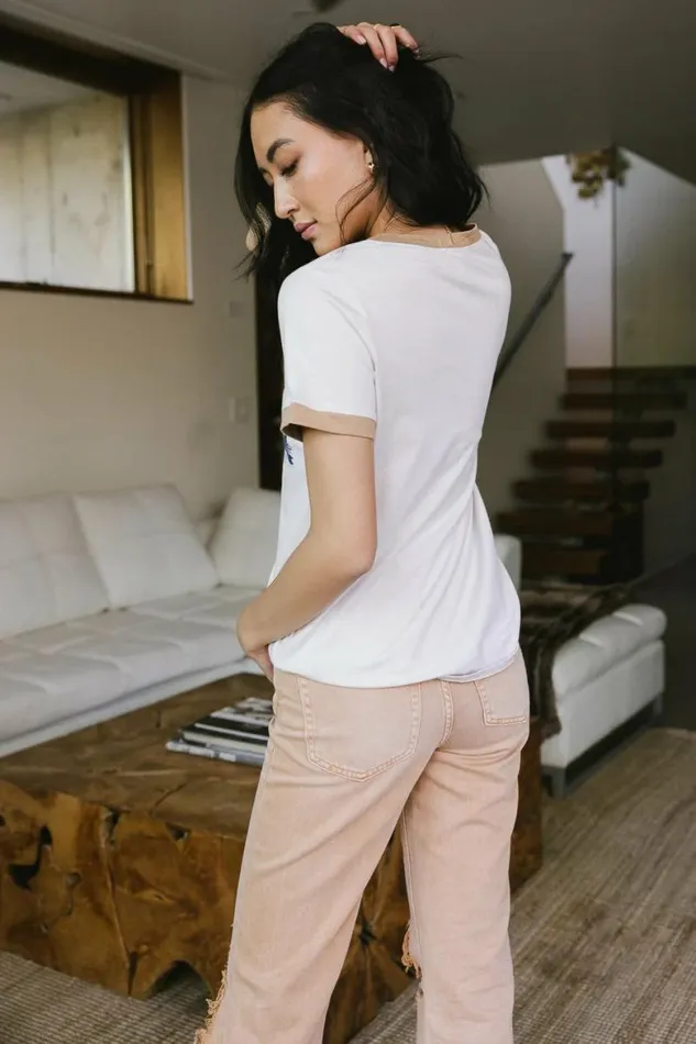 Crater Lake Graphic Tee 8211 FINAL SALE Tan Women Bohme Tees and Tanks